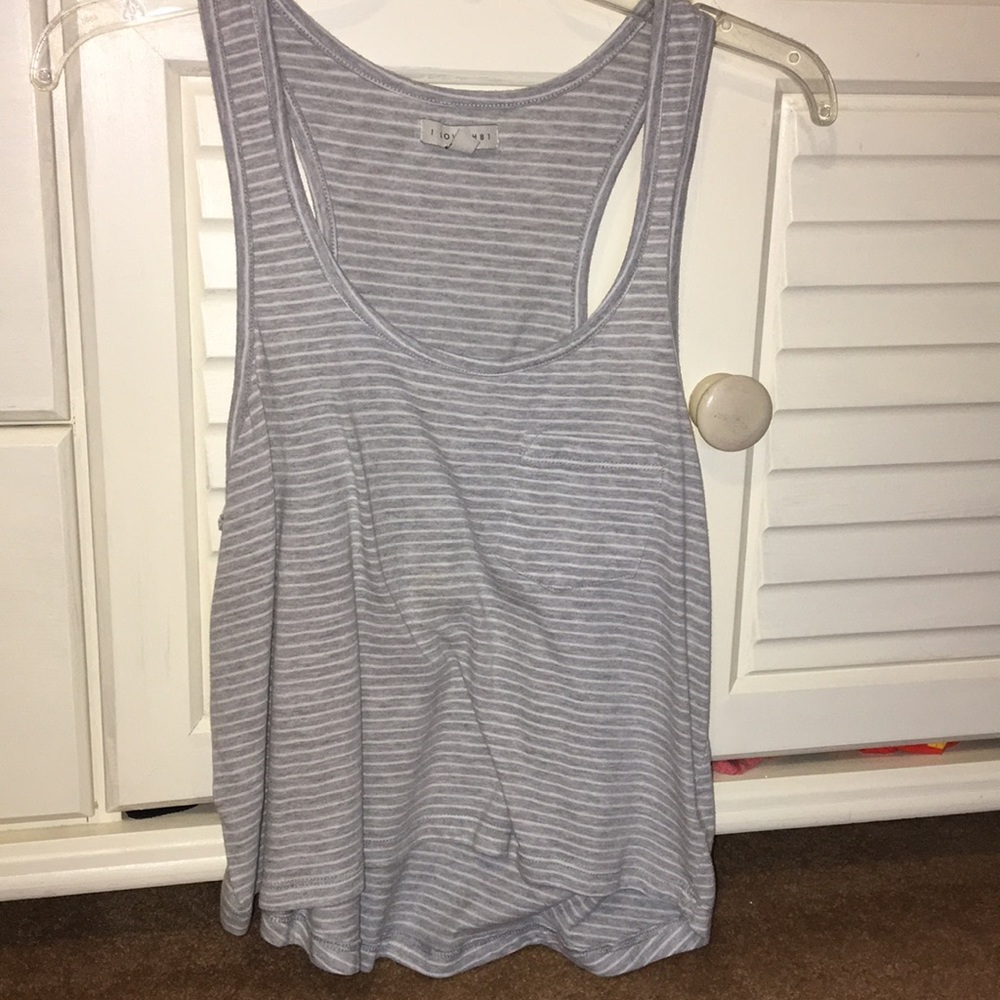 Grey and white striped tank top
